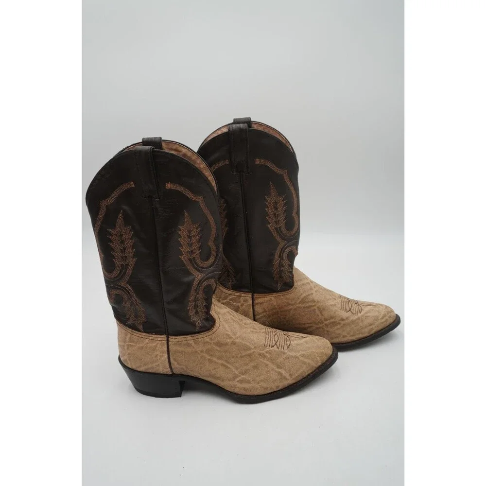 Abilene Men's Vintage Cowboy Elephant Print Leather Western Work Boots Size 11 D